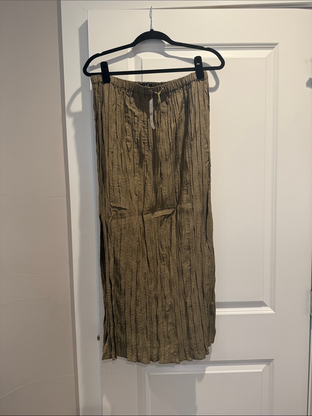 J Crew Crinkled Drawstring Skirt - Olive, size M